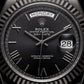 Midnight Black Fluted Bezel Day-Date Steel Watch