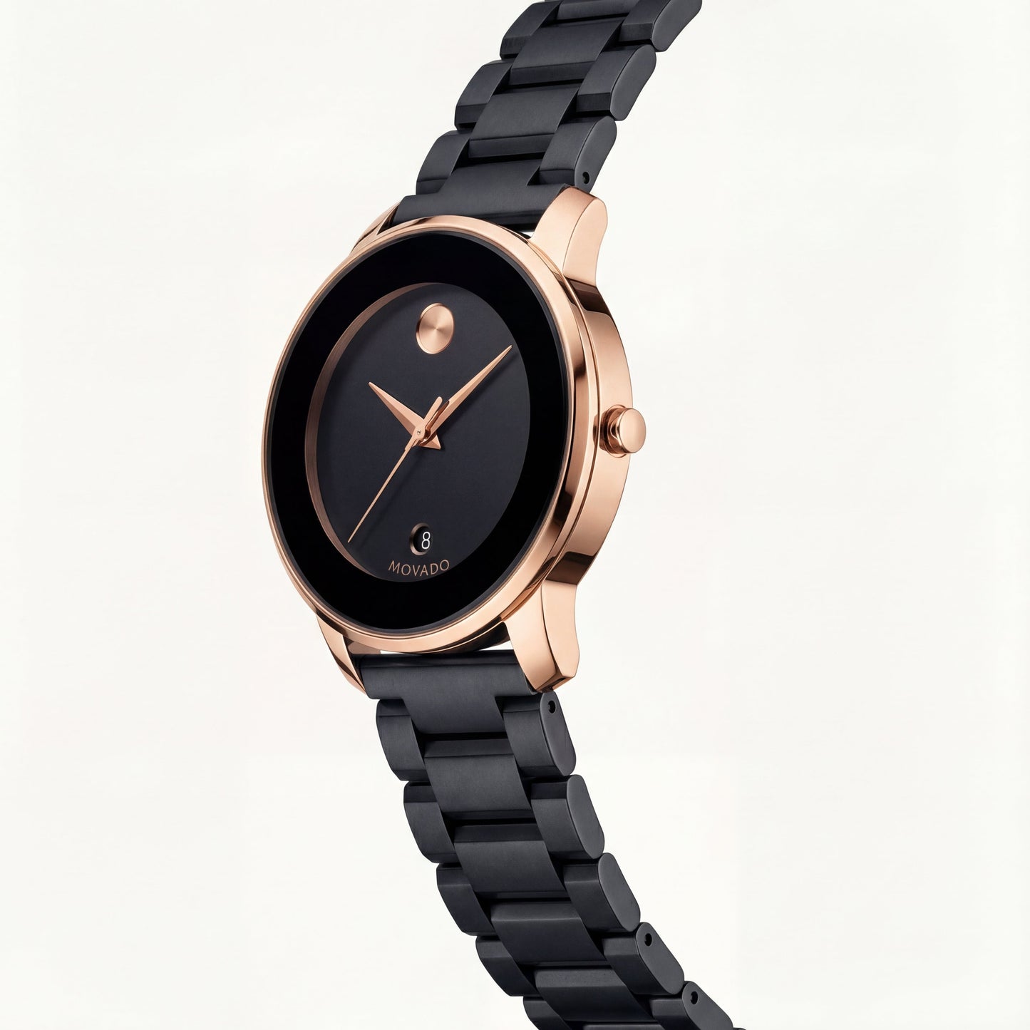 Black Dial Rose Gold Bezel Men’s Minimalist Stainless Steel Watch