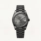 Slate Grey Fluted Bezel Day-Date Steel Watch