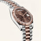 Chocolate Brown Fluted Bezel Day-Date Steel Watch