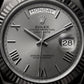 Slate Grey Fluted Bezel Day-Date Steel Watch