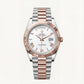 Rose Gold Fluted Bezel Day-Date Steel Watch