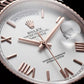 Rose Gold Fluted Bezel Day-Date Steel Watch