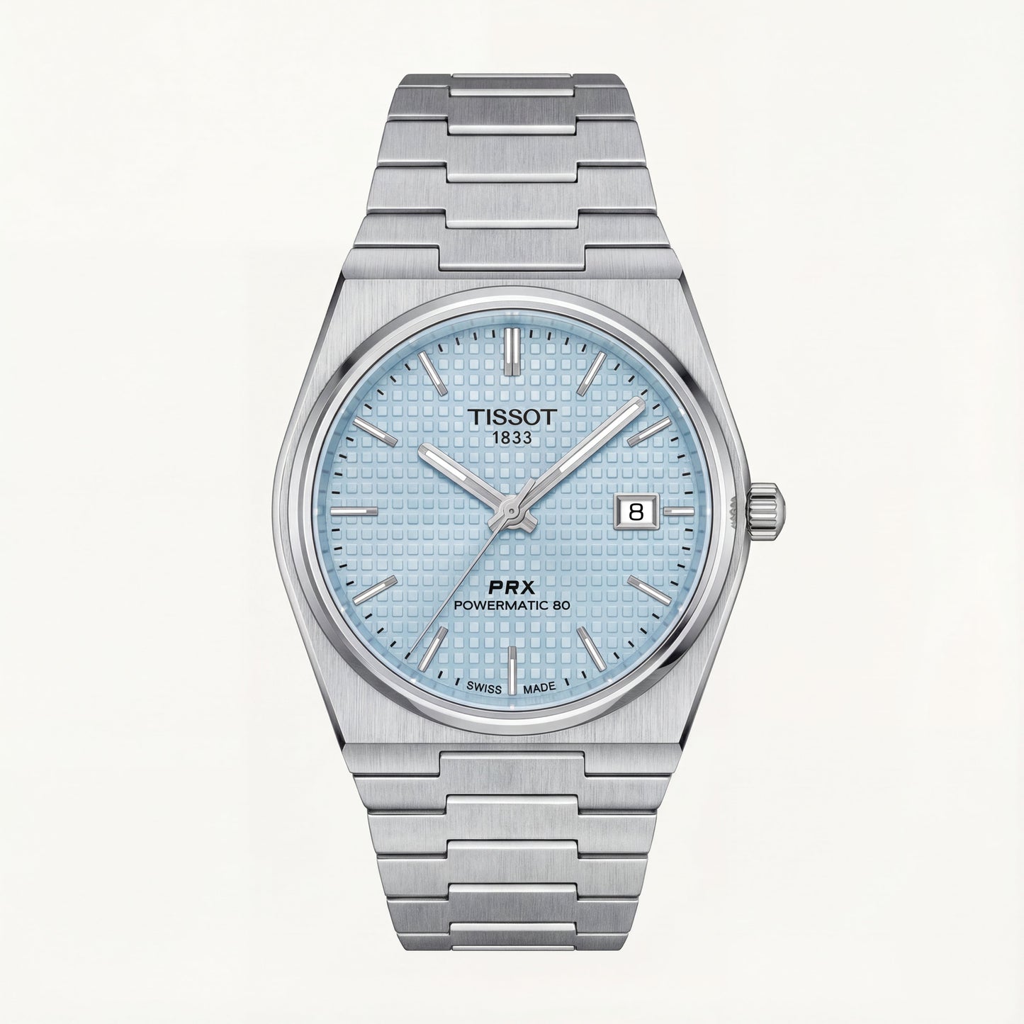 Ice Blue Textured Dial  Steel Watch