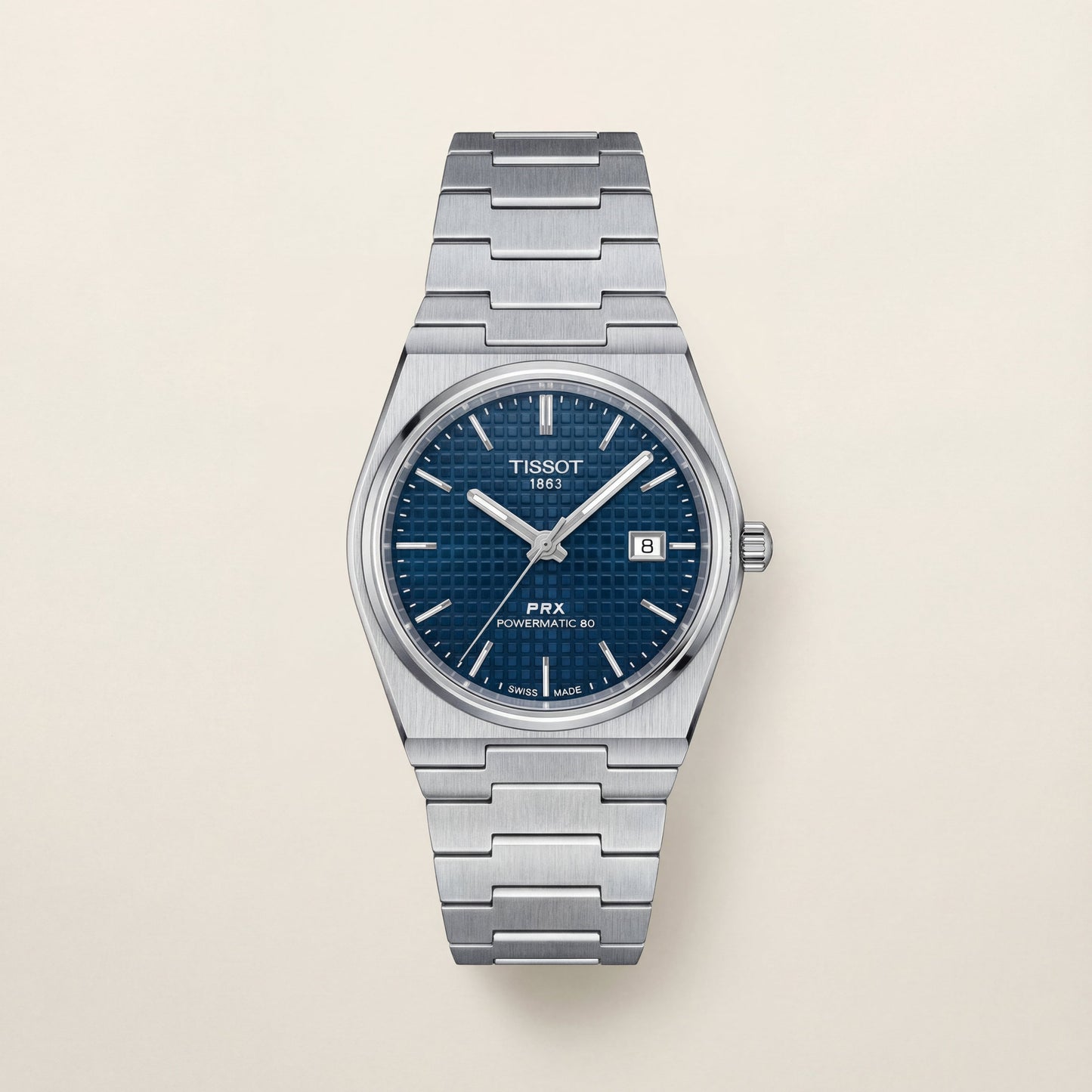 Deep Blue Textured Dial Steel Watch