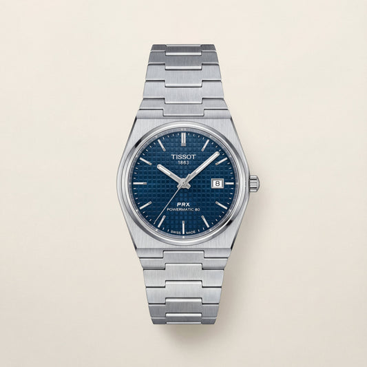Deep Blue Textured Dial Steel Watch