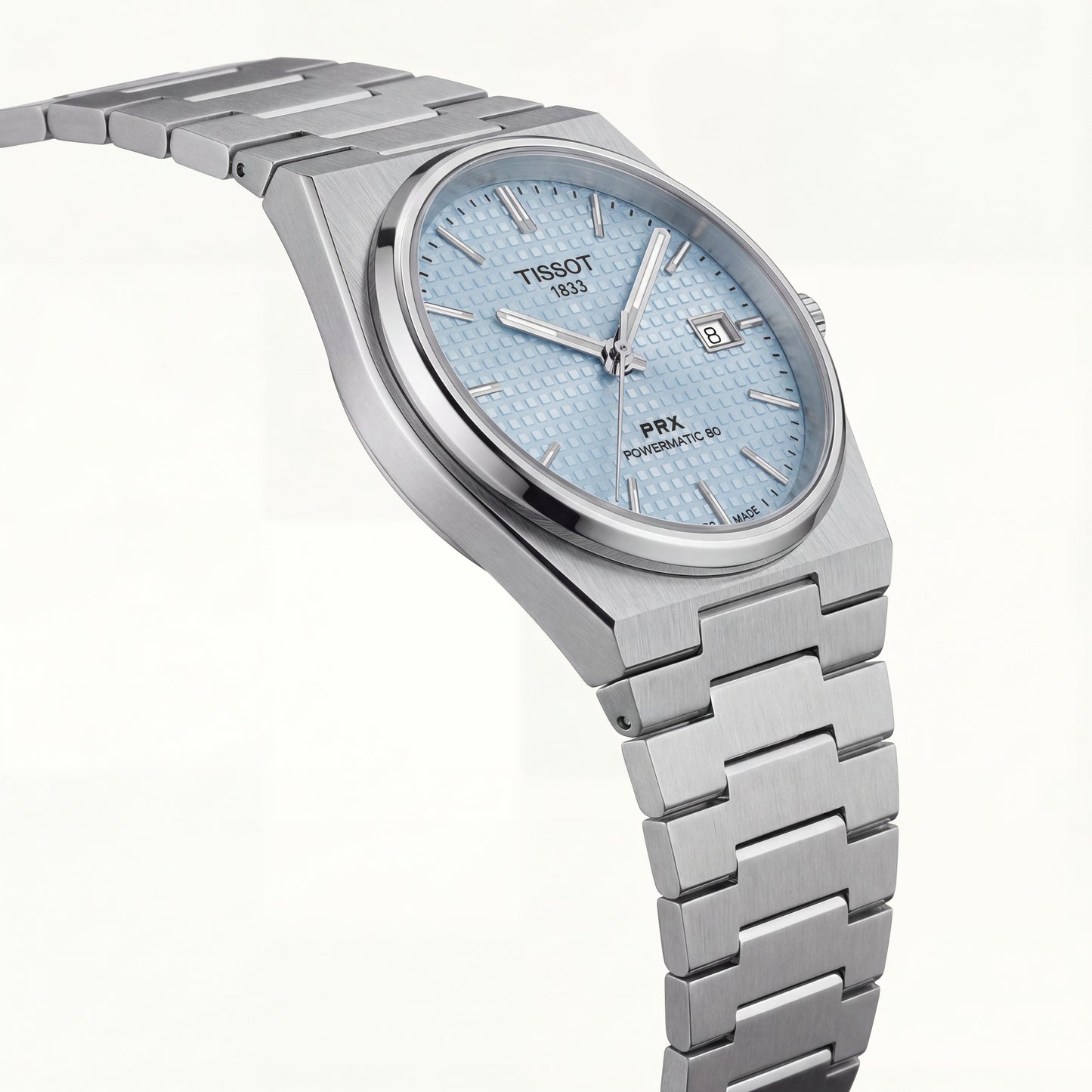 Ice Blue Textured Dial  Steel Watch