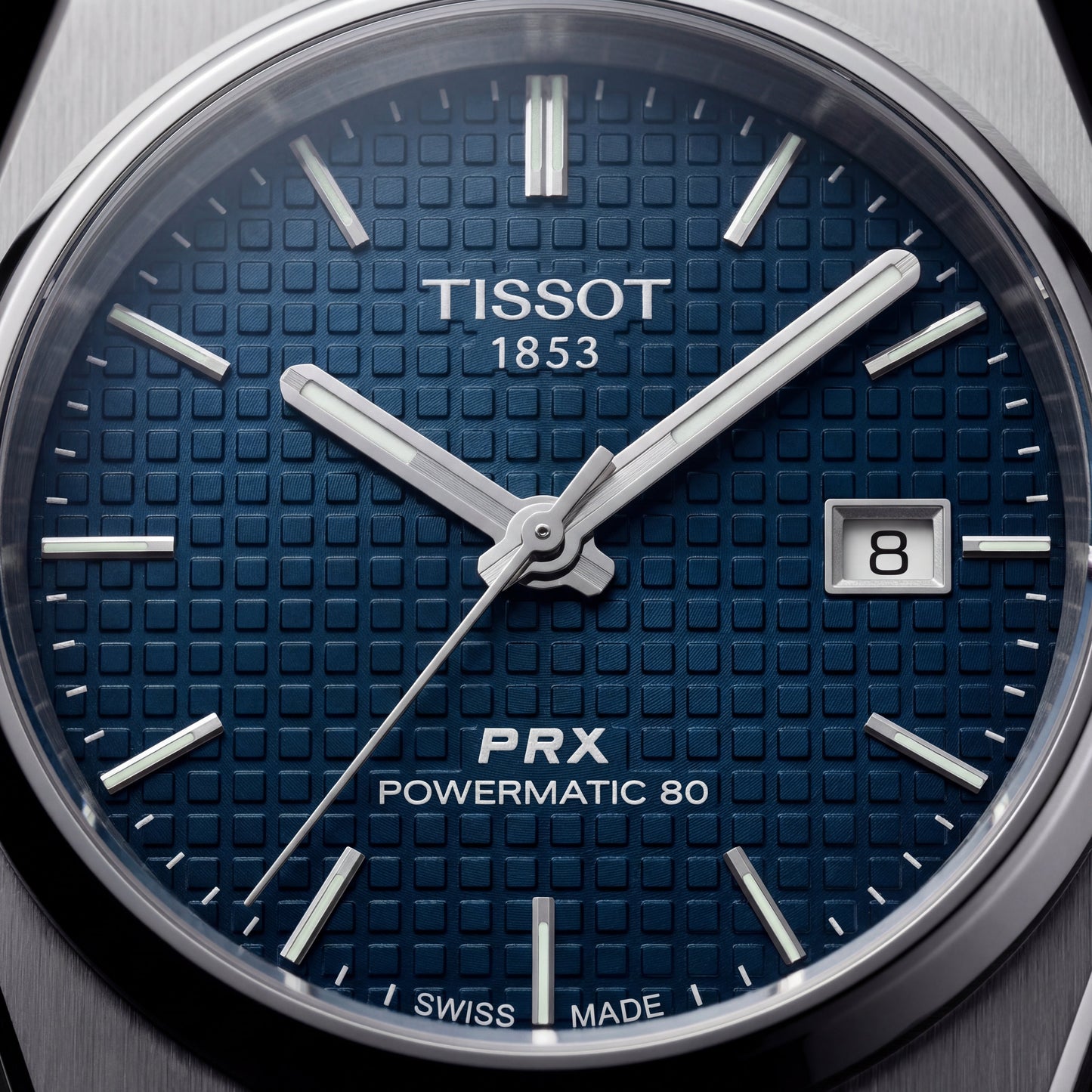 Deep Blue Textured Dial Steel Watch