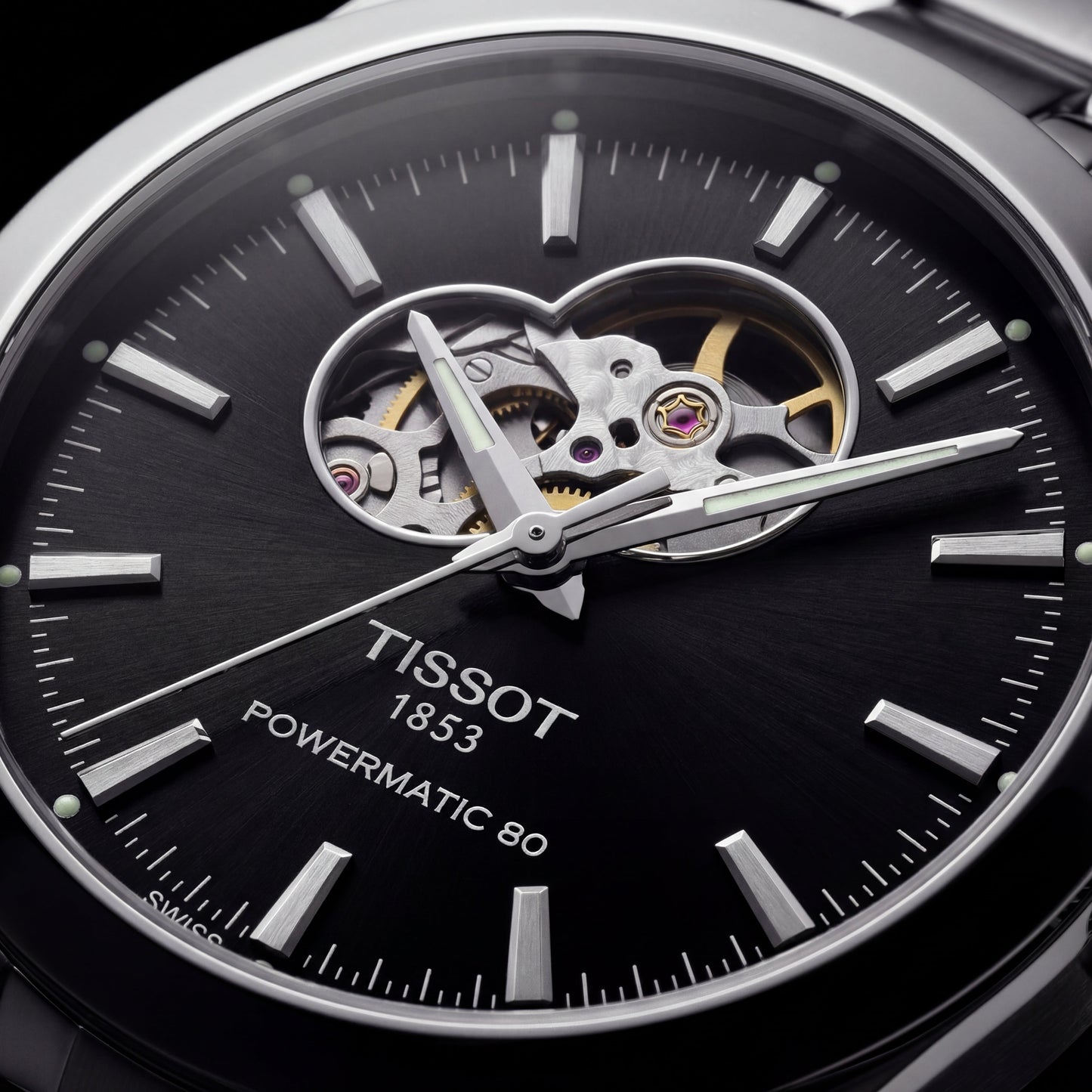 Obsidian Black Open-Heart Automatic Steel Watch