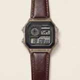 Bronze World Time Digital Leather Watch