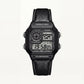 Stealth World Time Digital Leather Watch