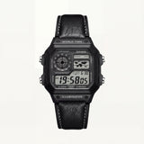 Stealth World Time Digital Leather Watch
