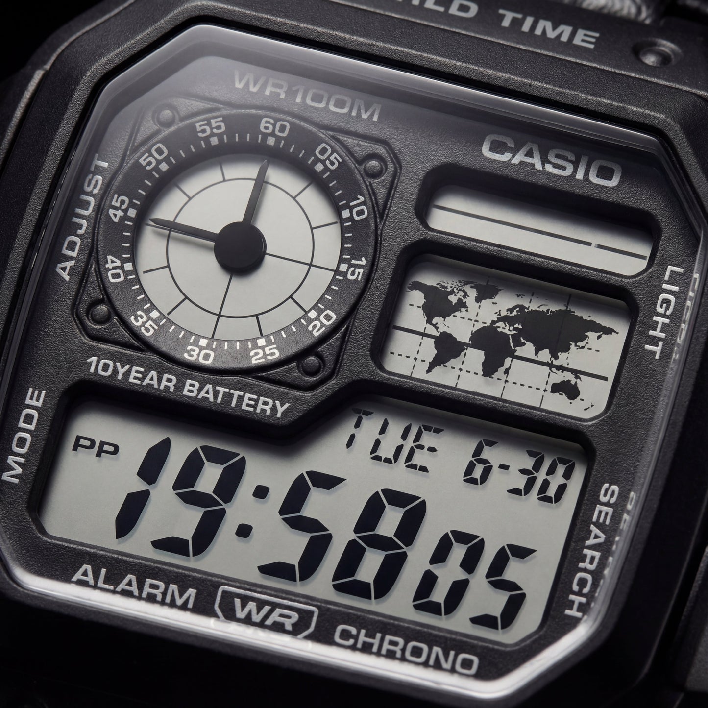 Stealth World Time Digital Leather Watch