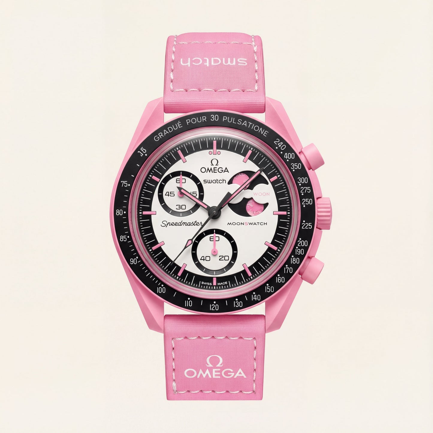 Pink Chrono Moon-Style Sports Watch