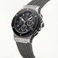 Bold Chronograph Sports Watch Black Dial Silicone Strap