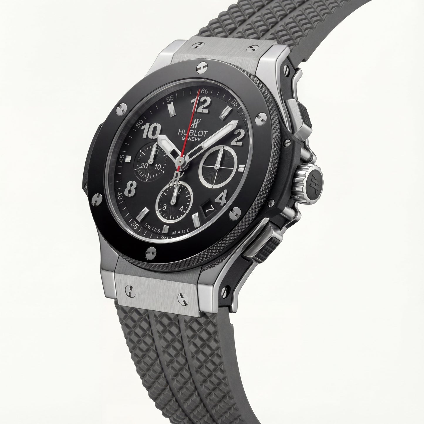 Bold Chronograph Sports Watch Black Dial Silicone Strap