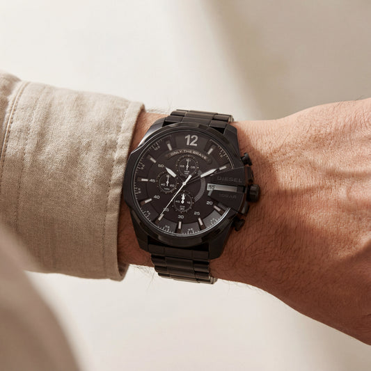 Stealth Black Steel Chronograph Men’s Watch
