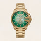 Gold Steel Chronograph Men’s Watch with Emerald Green Dial