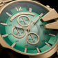 Gold Steel Chronograph Men’s Watch with Emerald Green Dial