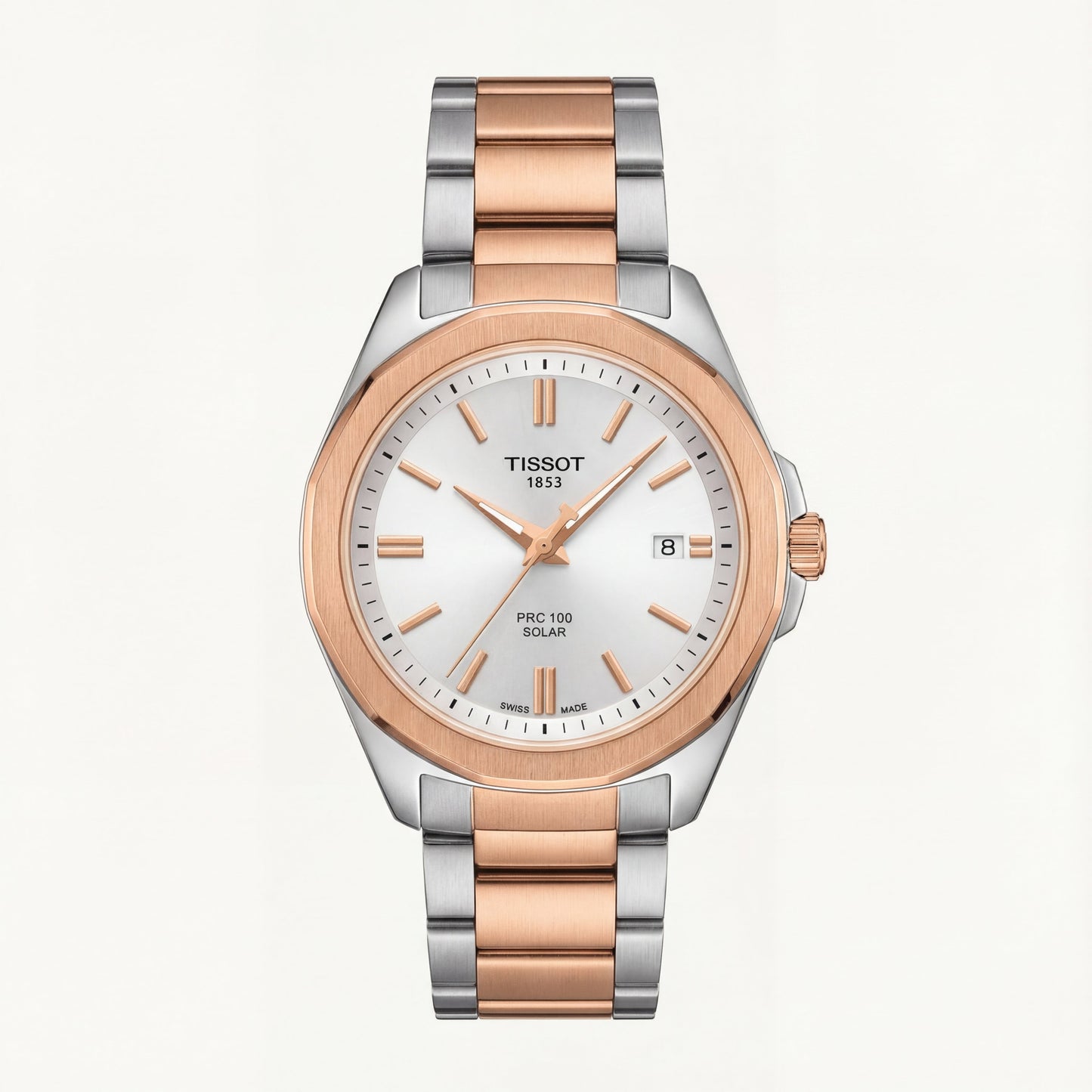 Two-Tone Rose Gold Solar Quartz Stainless Steel Classic Watch