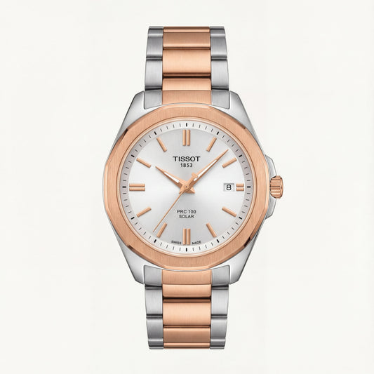 Two-Tone Rose Gold Solar Quartz Stainless Steel Classic Watch
