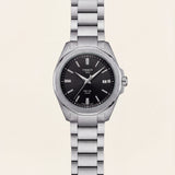 Classic Black Dial Solar Quartz Stainless Steel Watch