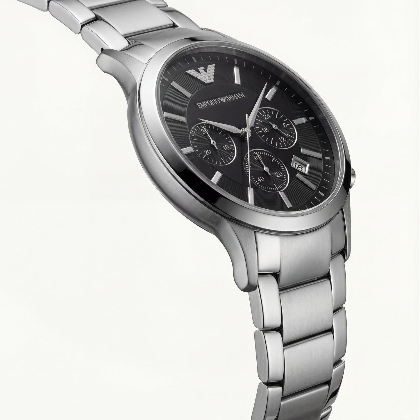 Silver Stainless Steel Chronograph Watch for Men – Black Dial
