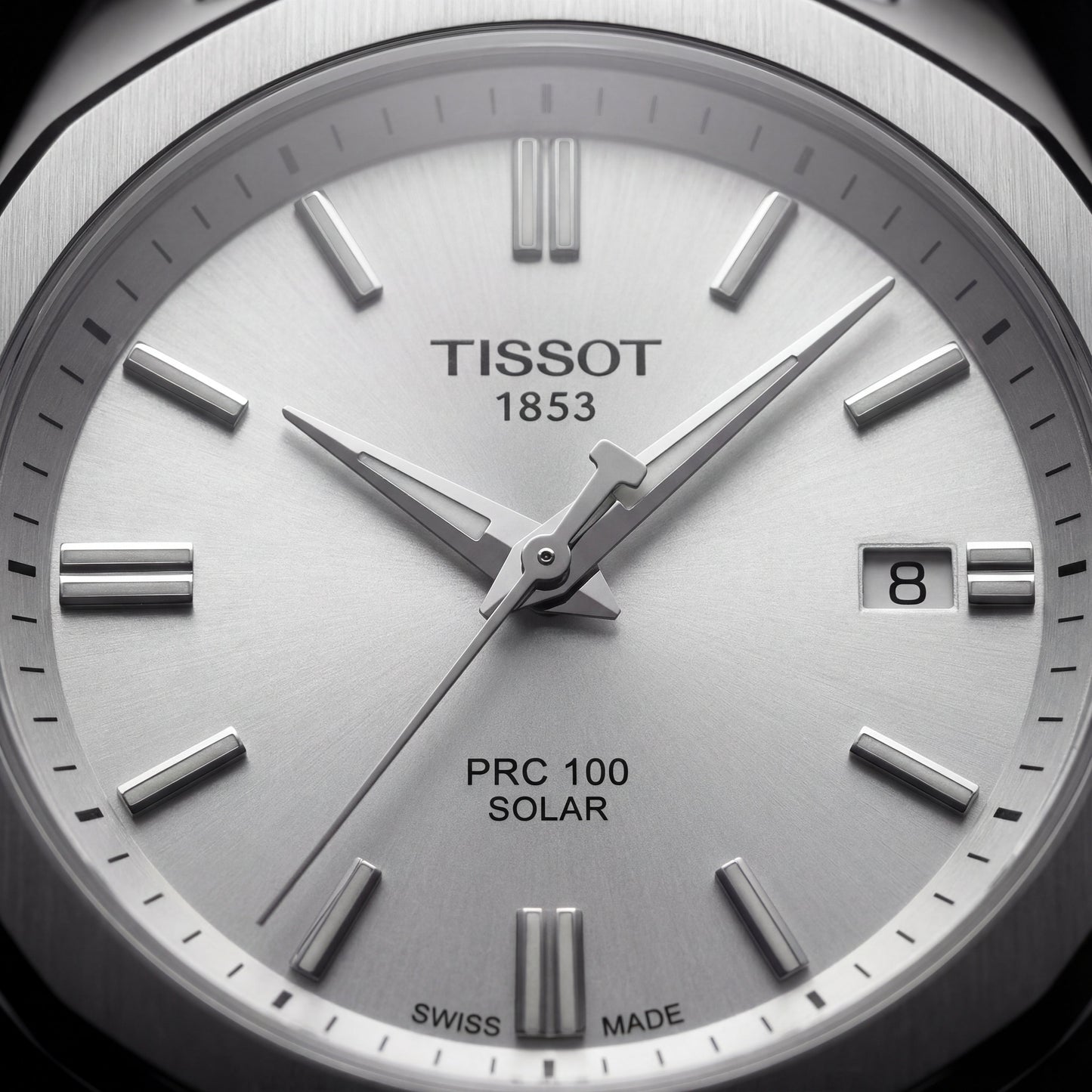 Minimal Silver Solar Quartz Steel Dress Watch