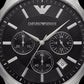 Silver Stainless Steel Chronograph Watch for Men – Black Dial