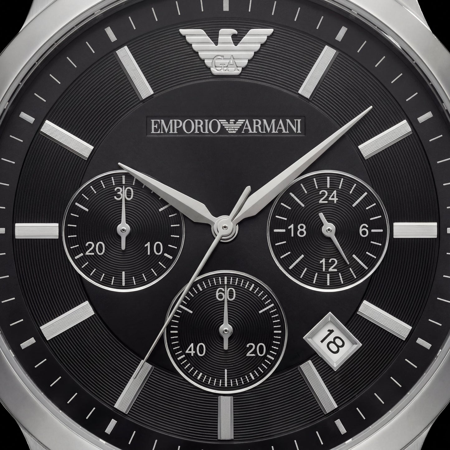 Silver Stainless Steel Chronograph Watch for Men – Black Dial
