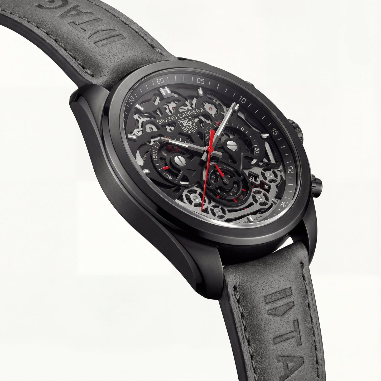 All-Black Skeleton Chronograph Watch for Men – Racing Edition