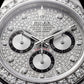 Silver Diamond Bezel Chronograph Watch with Black Rubber Strap