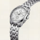 Premium Silver Chronograph Watch with White Dial & Steel Bracelet