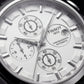 Luxury Chronograph Style Watch with Tachymeter Dial & Leather Strap