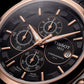 Premium Chronograph Style Watch – Black Dial & Rose Gold Finish