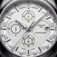 Premium Silver Chronograph Watch with White Dial & Steel Bracelet
