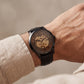 Black Skeleton Automatic Men’s Watch with Black Leather Strap