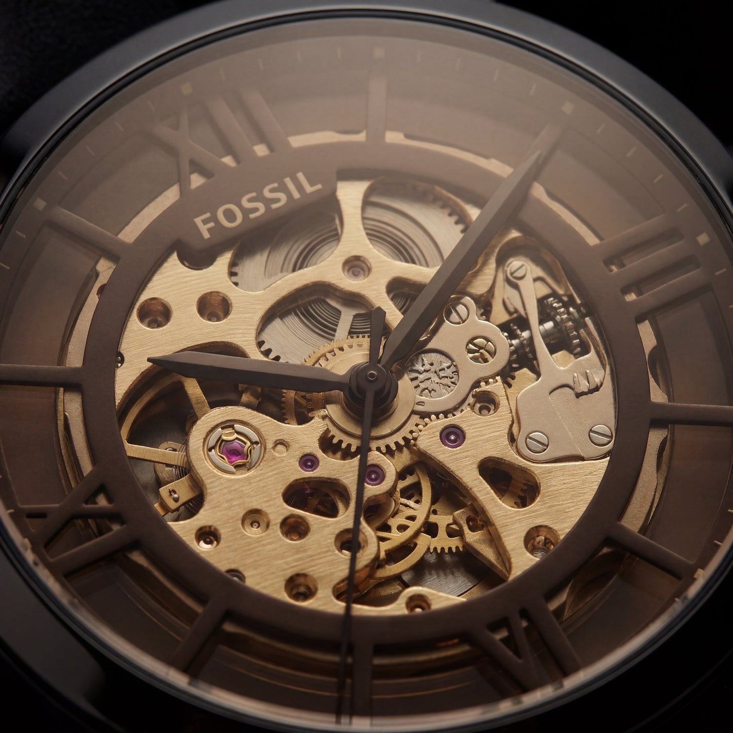 Black Skeleton Automatic Men’s Watch with Black Leather Strap
