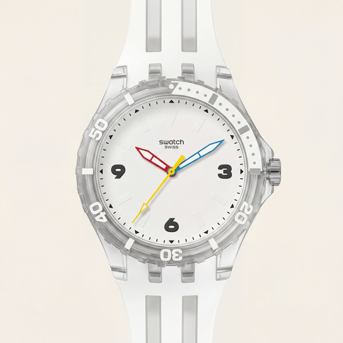 Transparent White Sport Men’s Watch with Silicone Strap