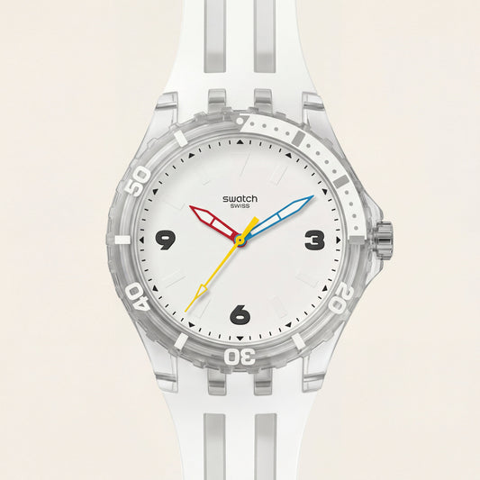 Transparent White Sport Men’s Watch with Silicone Strap