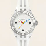 Transparent White Sport Men’s Watch with Silicone Strap