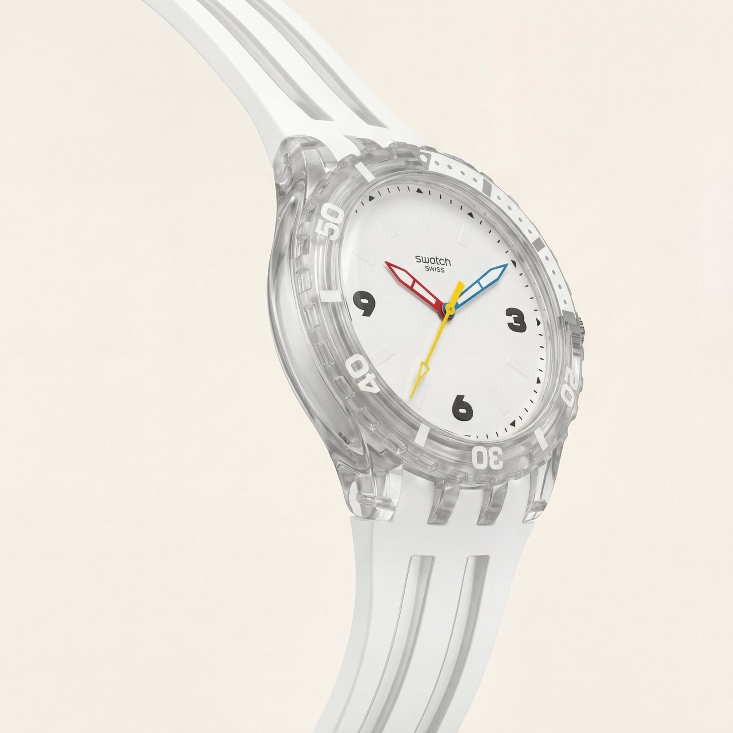 Transparent White Sport Men’s Watch with Silicone Strap