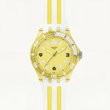 Yellow Transparent Sport Men’s Watch with White Silicone Strap