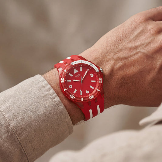 Red Transparent Sport Men’s Watch with Silicone Strap