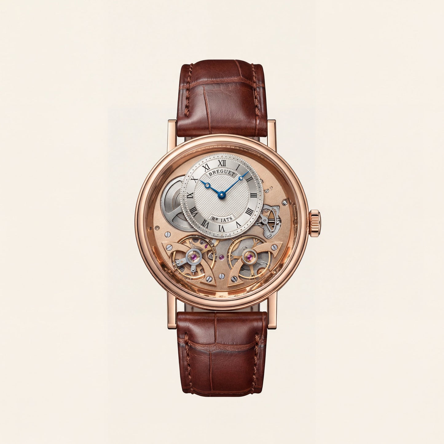 Rose Gold Skeleton Tourbillon-Style Luxury Men’s Watch with Leather Strap