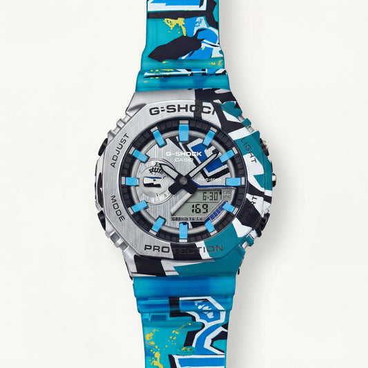 Camo Blue Shock-Resistant Digital-Analog Men’s Watch