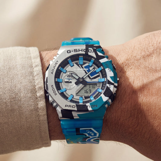 Camo Blue Shock-Resistant Digital-Analog Men’s Watch