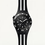 All-Black Skeleton Dive-Style Men’s Watch with Silicone Strap