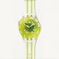 Neon Green Transparent Dive-Style Men’s Watch with White Sport Strap