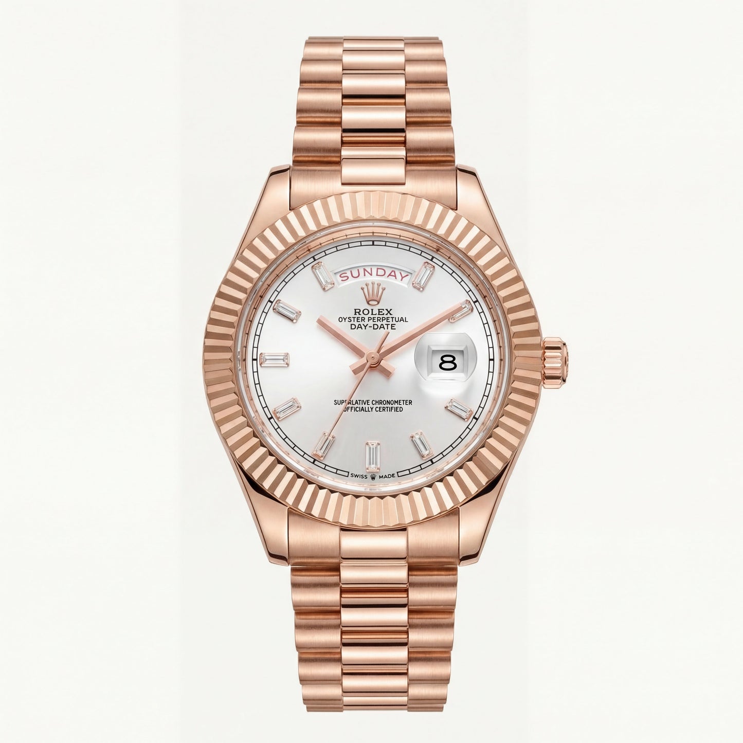 Rose Gold Day-Date President-Style Luxury Men’s Watch with Fluted Bezel